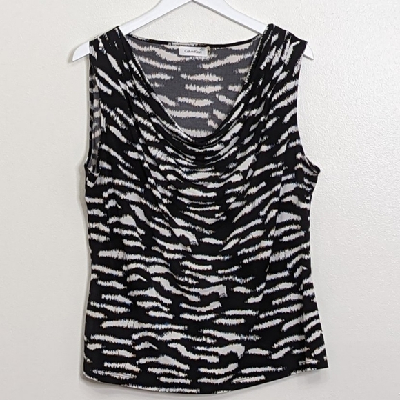 Calvin Klein Women's Blouse Zebra Print Sleeveless Size 1X - Picture 1 of 6